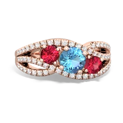 Blue Topaz Three Stone Aurora 14K Rose Gold ring R3080