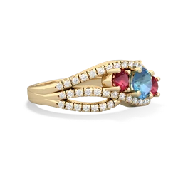 Blue Topaz Three Stone Aurora 14K Yellow Gold ring R3080