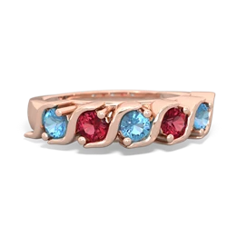 Blue Topaz Anniversary Band 14K Rose Gold ring R2089