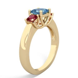 Blue Topaz Three Stone Trellis 14K Yellow Gold ring R4015