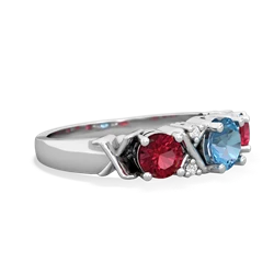 Blue Topaz Hugs And Kisses 14K White Gold ring R5016