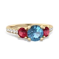 Blue Topaz Pave Trellis 14K Yellow Gold ring R5500