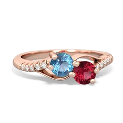 Blue Topaz Infinity Pave Two Stone 14K Rose Gold ring R5285