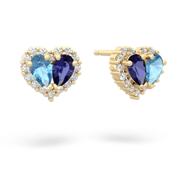 Blue Topaz Halo 14K Yellow Gold earrings E7008
