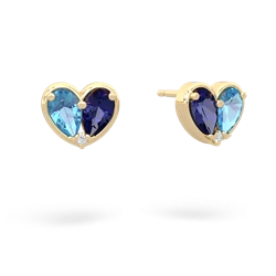 Blue Topaz 'Our Heart' 14K Yellow Gold earrings E5072