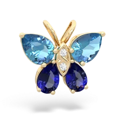 Blue Topaz Butterfly 14K Yellow Gold pendant P2215