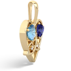 Blue Topaz Celtic Trinity Heart 14K Yellow Gold pendant P5331