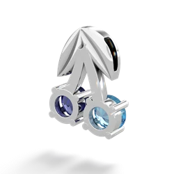 Blue Topaz Sweet Cherries 14K White Gold pendant P7001