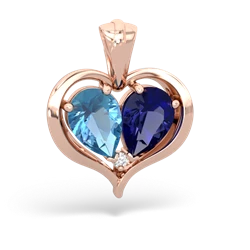 Blue Topaz Two Become One 14K Rose Gold pendant P5330