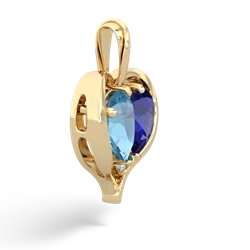 Blue Topaz Two Become One 14K Yellow Gold pendant P5330