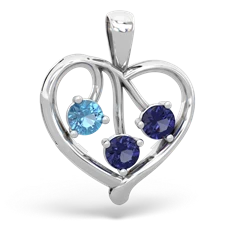 Blue Topaz Glowing Heart 14K White Gold pendant P2233