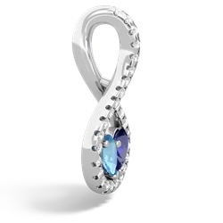 Blue Topaz Pave Twist 'One Heart' 14K White Gold pendant P5360