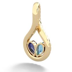 Blue Topaz Pave Twist 'One Heart' 14K Yellow Gold pendant P5360