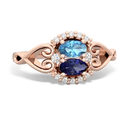 Blue Topaz Love Nest 14K Rose Gold ring R5860