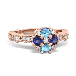 Blue Topaz Sparkling Tiara Cluster 14K Rose Gold ring R26293RD