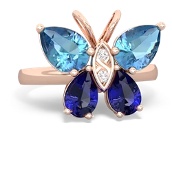 Blue Topaz Butterfly 14K Rose Gold ring R2215