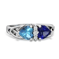 Blue Topaz Celtic Knot Double Heart 14K White Gold ring R5040