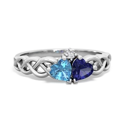 Blue Topaz Heart To Heart Braid 14K White Gold ring R5870