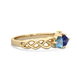 Blue Topaz Heart To Heart Braid 14K Yellow Gold ring R5870