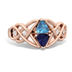 Blue Topaz Keepsake Celtic Knot 14K Rose Gold ring R5300