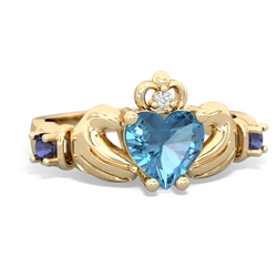 Blue Topaz Claddagh Keepsake 14K Yellow Gold ring R5245