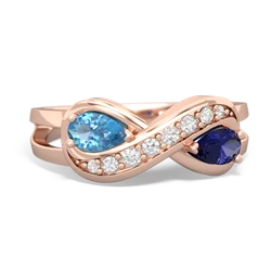 Blue Topaz Diamond Infinity 14K Rose Gold ring R5390