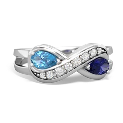 Blue Topaz Diamond Infinity 14K White Gold ring R5390