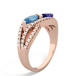 Blue Topaz Diamond Rivers 14K Rose Gold ring R3070