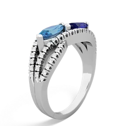 Blue Topaz Diamond Rivers 14K White Gold ring R3070