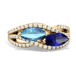 Blue Topaz Diamond Rivers 14K Yellow Gold ring R3070