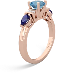 Blue Topaz 6Mm Round Eternal Embrace Engagement 14K Rose Gold ring R2005