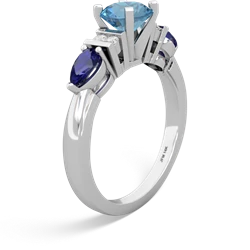 Blue Topaz 6Mm Round Eternal Embrace Engagement 14K White Gold ring R2005