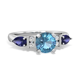 Blue Topaz 6Mm Round Eternal Embrace Engagement 14K White Gold ring R2005