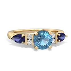 Blue Topaz 6Mm Round Eternal Embrace Engagement 14K Yellow Gold ring R2005