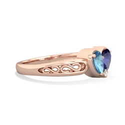 Blue Topaz Filligree 'One Heart' 14K Rose Gold ring R5070