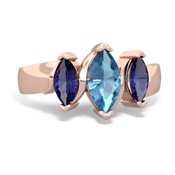 Blue Topaz Three Peeks 14K Rose Gold ring R2433