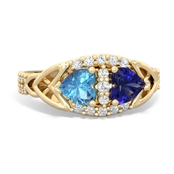 Blue Topaz Sparkling Celtic Knot 14K Yellow Gold ring R2645