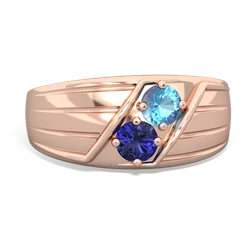 Blue Topaz Men's Streamline 14K Rose Gold ring R0460