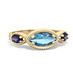 Blue Topaz Milgrain Marquise 14K Yellow Gold ring R5700