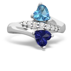 Blue Topaz Heart To Heart 14K White Gold ring R2064