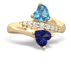 Blue Topaz Heart To Heart 14K Yellow Gold ring R2064