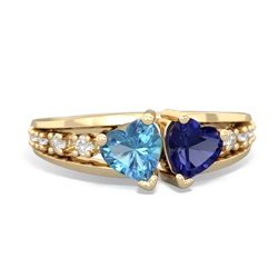 Blue Topaz Heart To Heart 14K Yellow Gold ring R3342