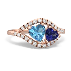 Blue Topaz Mother And Child 14K Rose Gold ring R3010