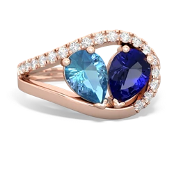 Blue Topaz Nestled Heart Keepsake 14K Rose Gold ring R5650