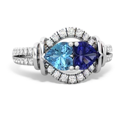 Blue Topaz Art-Deco Keepsake 14K White Gold ring R5630