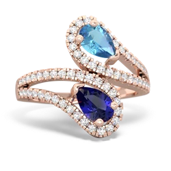 Blue Topaz Diamond Dazzler 14K Rose Gold ring R3000