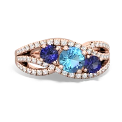 Blue Topaz Three Stone Aurora 14K Rose Gold ring R3080