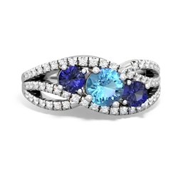 Blue Topaz Three Stone Aurora 14K White Gold ring R3080