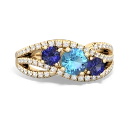 Blue Topaz Three Stone Aurora 14K Yellow Gold ring R3080