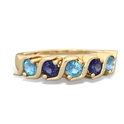 Blue Topaz Anniversary Band 14K Yellow Gold ring R2089